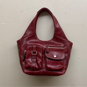 Deep red leather mini purse